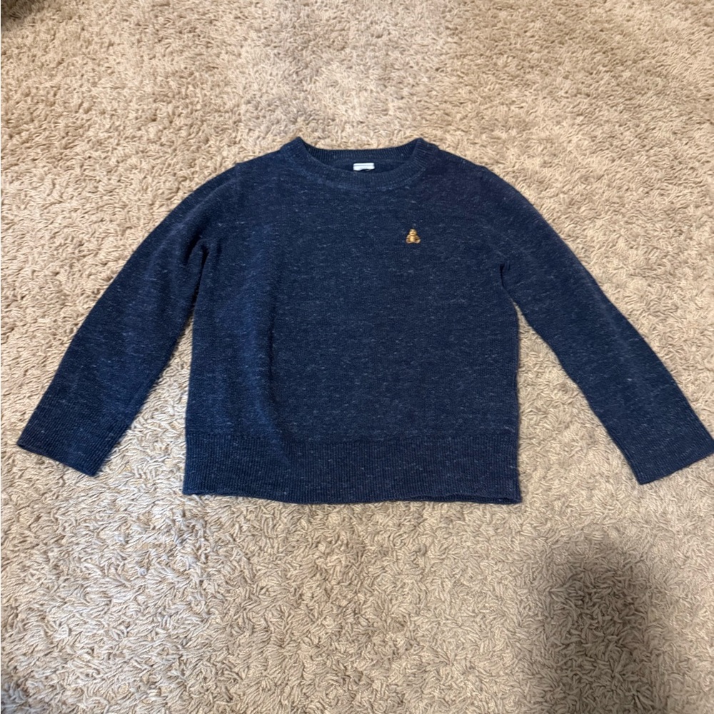 Navy Blue Sweater with Embroidered Logo